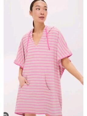 NWT! Tuckernuck BEACH Coral Stripe Cabbana Terry Cloth Cover Up XS/S